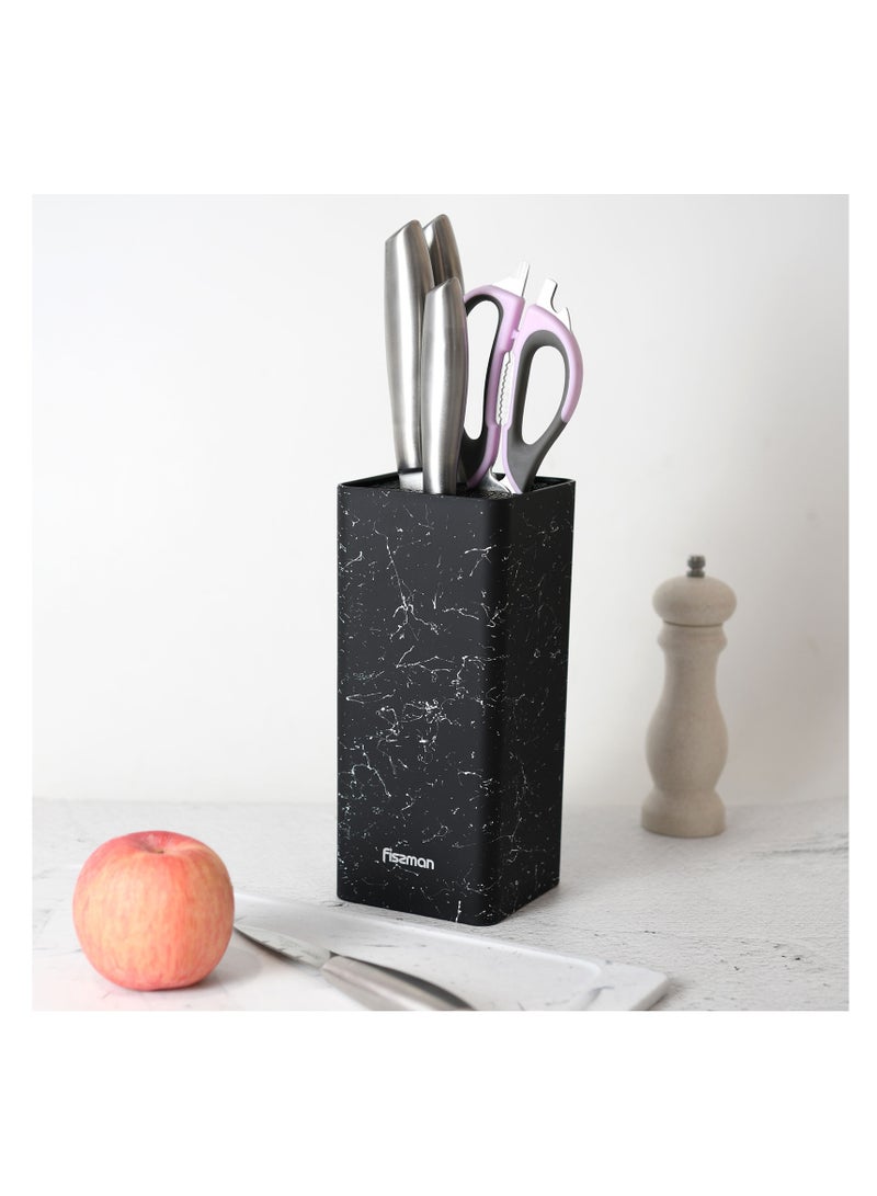 Fissman Universal Knife Block Storage 10cm, Square-Shape Kitchen Knife Stand Organizer | Flexible Plastic Bristle | Easy to Clean Knife Holder for Kitchen, Home, Restaurant, Black Marble - Image 3