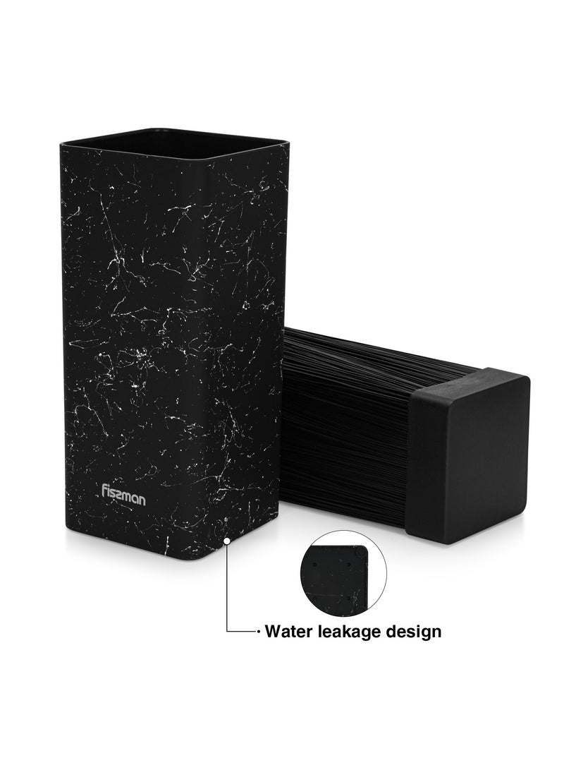 Fissman Universal Knife Block Storage 10cm, Square-Shape Kitchen Knife Stand Organizer | Flexible Plastic Bristle | Easy to Clean Knife Holder for Kitchen, Home, Restaurant, Black Marble - Image 4
