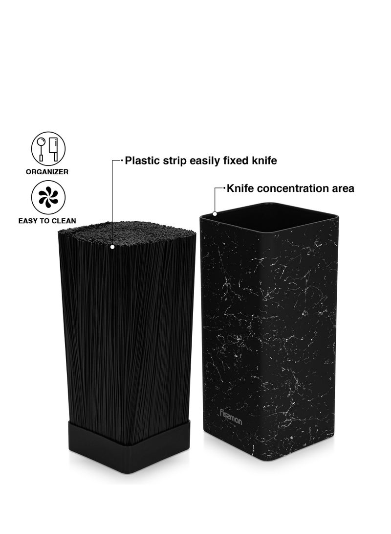 Fissman Universal Knife Block Storage 10cm, Square-Shape Kitchen Knife Stand Organizer | Flexible Plastic Bristle | Easy to Clean Knife Holder for Kitchen, Home, Restaurant, Black Marble - Image 5