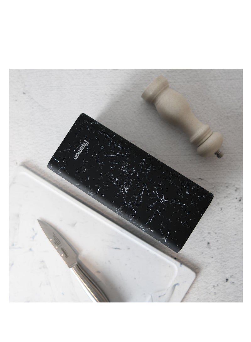 Fissman Universal Knife Block Storage 10cm, Square-Shape Kitchen Knife Stand Organizer | Flexible Plastic Bristle | Easy to Clean Knife Holder for Kitchen, Home, Restaurant, Black Marble - Image 2