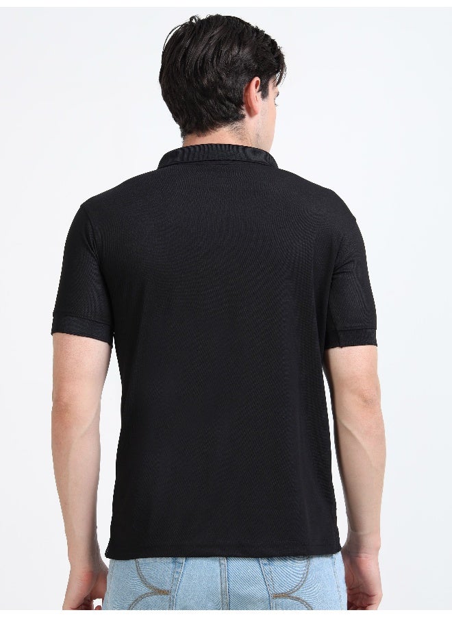 QUCO Black Dryfit Polo T-Shirt for Men - Image 2