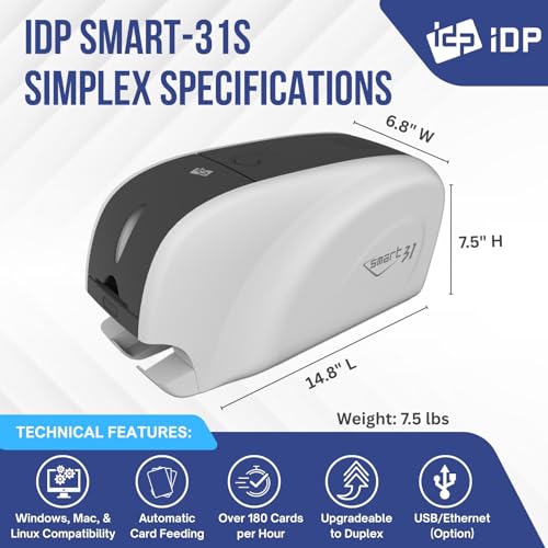 IDP IDP IDP SMART-31 Series ID Card Simplex Printer Bundle with USB Camera, Software, Manuals - Includes 250-Print YMCKO Color Ribbon, 100 Plastic Cards, and IDP's EasyCapture Photo Capture Tool Free Trial! - Image 3