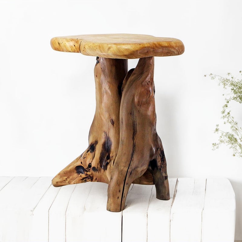 WELLAND Natural Tree Stump Stool, 19'' Tall Side Table, Live Edge Stool, Natural Edge End Table, Accent Table, Plant Stand for Living Room, Bedroom, - Image 1