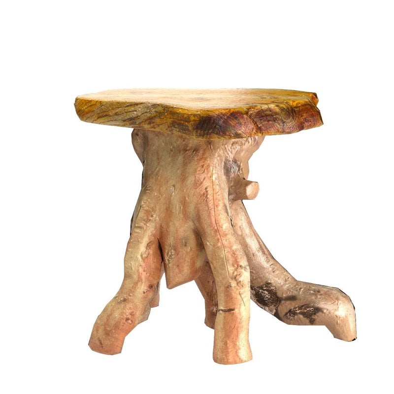WELLAND Natural Tree Stump Stool, 19'' Tall Side Table, Live Edge Stool, Natural Edge End Table, Accent Table, Plant Stand for Living Room, Bedroom, - Image 4