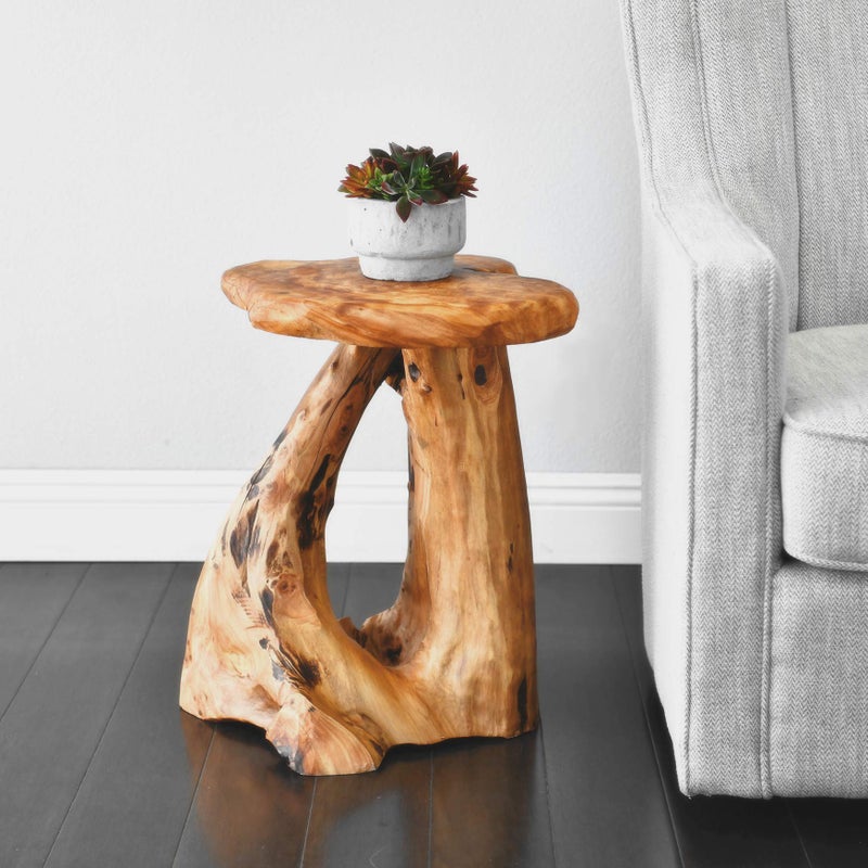 WELLAND Natural Tree Stump Stool, 19'' Tall Side Table, Live Edge Stool, Natural Edge End Table, Accent Table, Plant Stand for Living Room, Bedroom, - Image 2