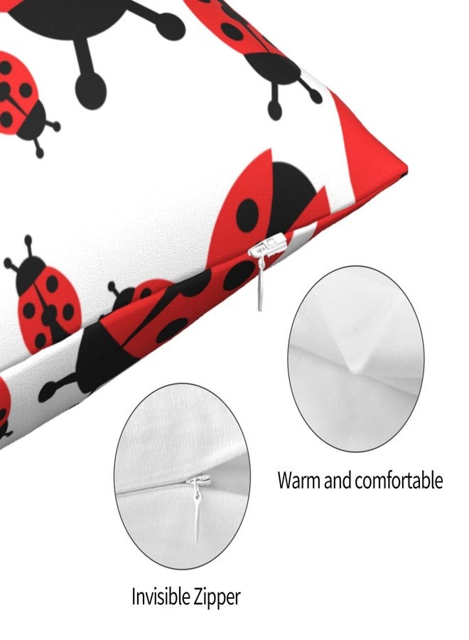 Dewoofly Red Ladybug Decorative Pillowcase 18x18 Inch Double-Sided Printing Polyester Square Cushion Cover - Image 4