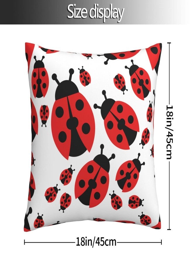 Dewoofly Red Ladybug Decorative Pillowcase 18x18 Inch Double-Sided Printing Polyester Square Cushion Cover - Image 2