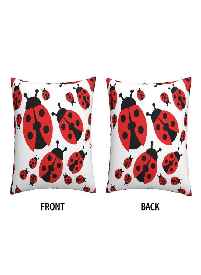Dewoofly Red Ladybug Decorative Pillowcase 18x18 Inch Double-Sided Printing Polyester Square Cushion Cover - Image 3