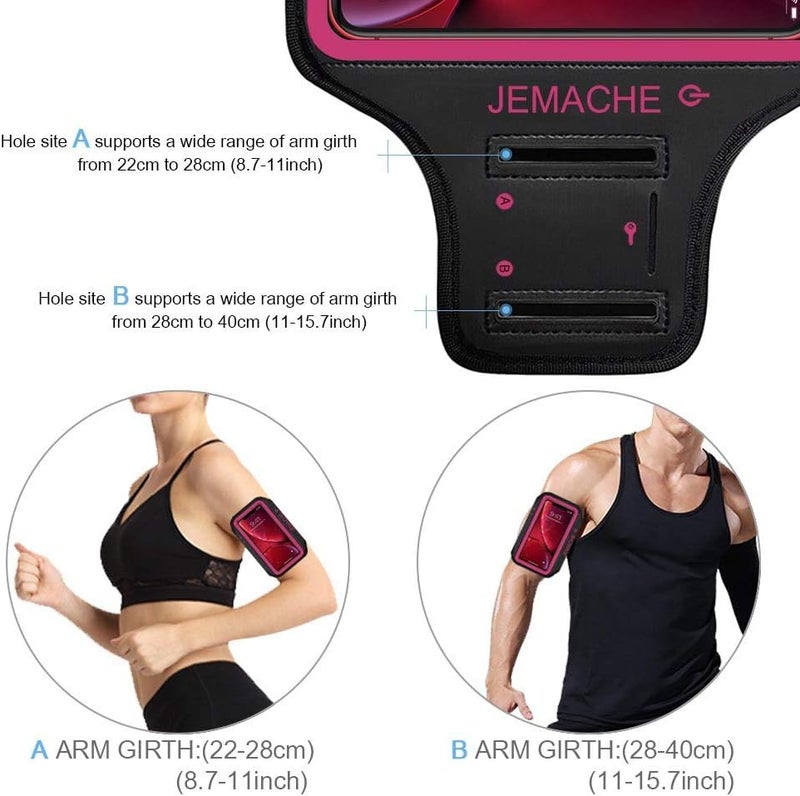 JEMACHE iPhone 17 16 15 Armband, Water Resistant Gym Running Workouts Arm Band for iPhone 17 16 15 14 13 12 Pro (Rose) - Image 5