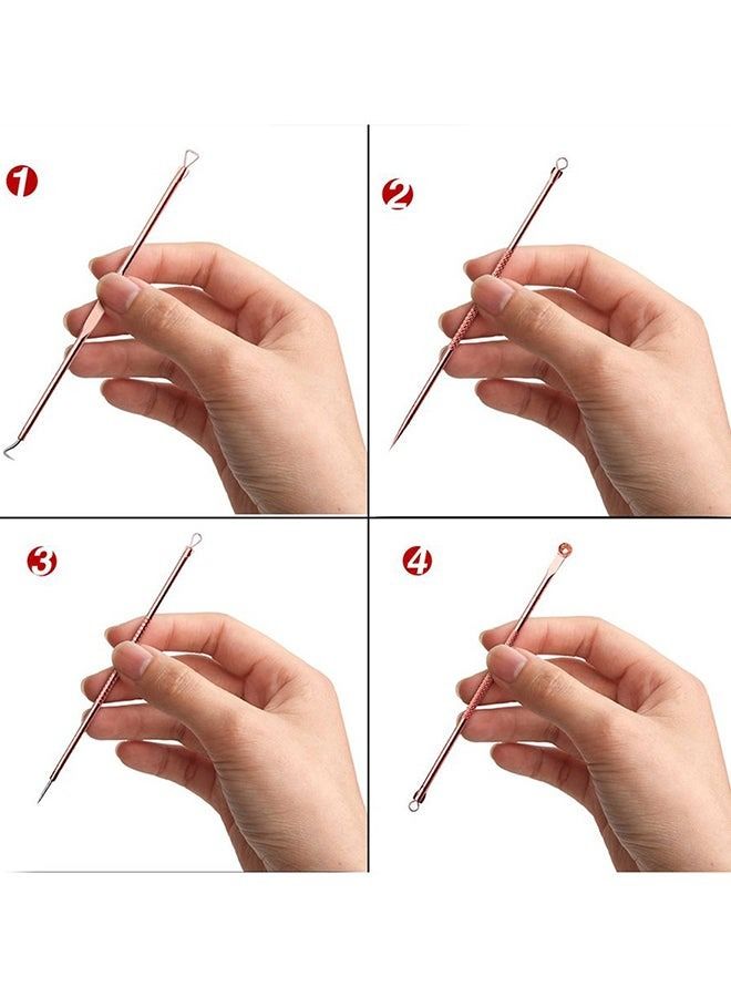 BLOOMING TIME 4-Piece Acne Needle Blackhead Remover Tool Set Rose Gold - Image 3