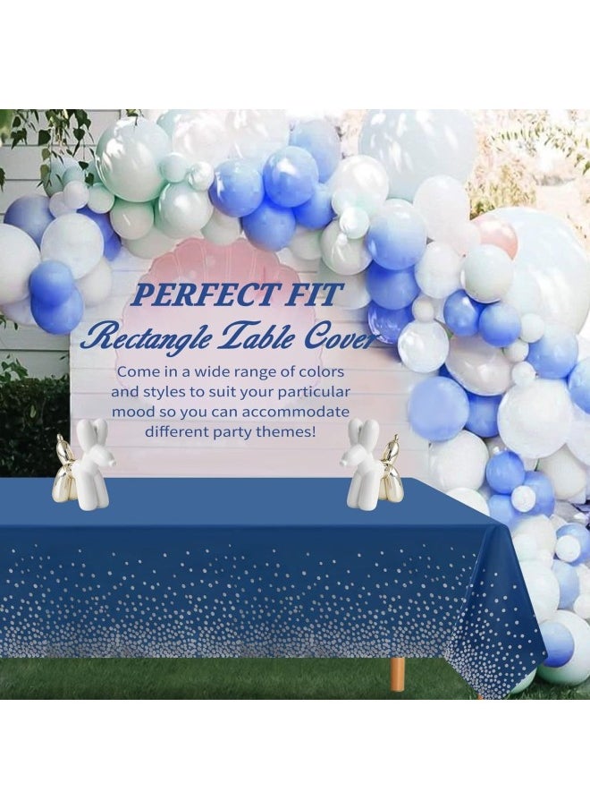 Generic PEVA Blue Background Silver Dot Rectangular Tablecloth Suitable For Rectangular Table Blue Silver Dot Disposable Tablecloth-Color:Blue Silver Dot Tablecloth-Specifications:137 * 274CM 3 Wire  - Image 5