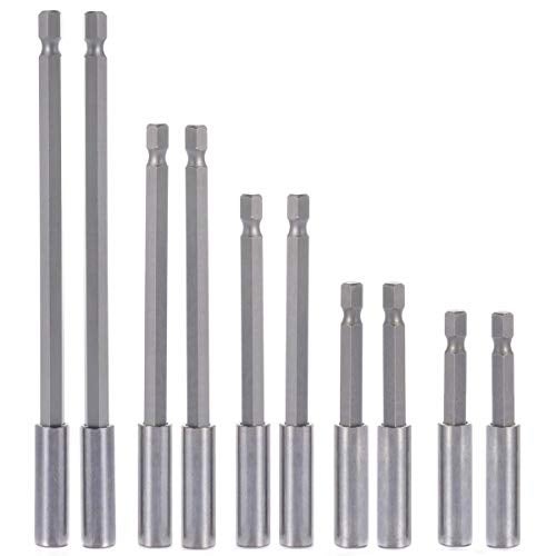 QISF 10-Pieces Magnetic Bit Holder Extension, 1/4 inch Hex Shank Heavy Duty Quick Release for Screws, Nuts, Drills, Handheld Drivers 50/60/75/100/150mm - Image 1