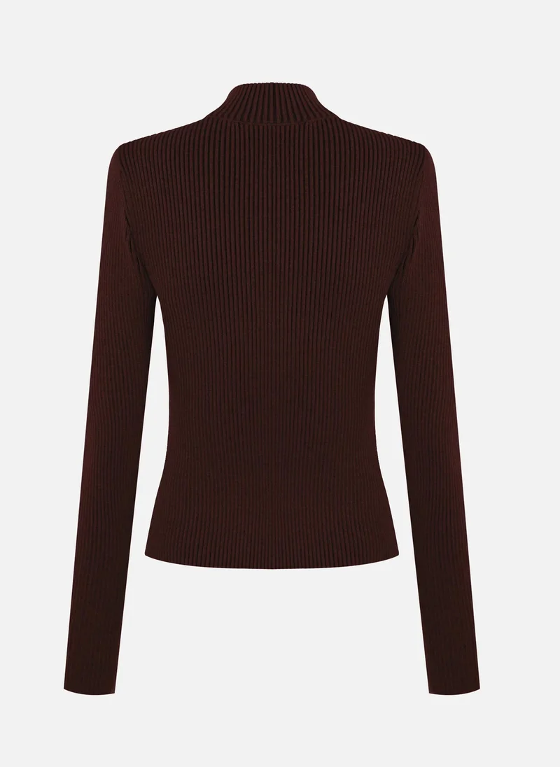 Lichi Rib-knit cardigan with zip fastening