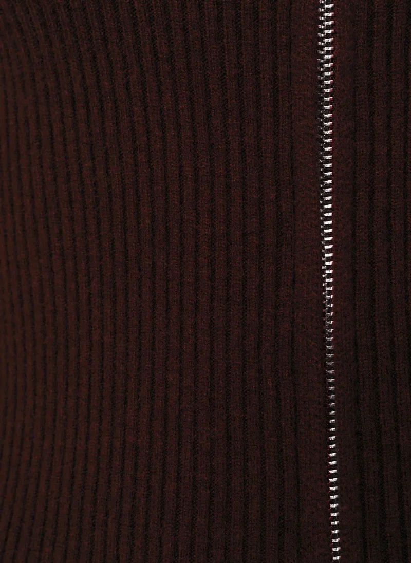 Lichi Rib-knit cardigan with zip fastening