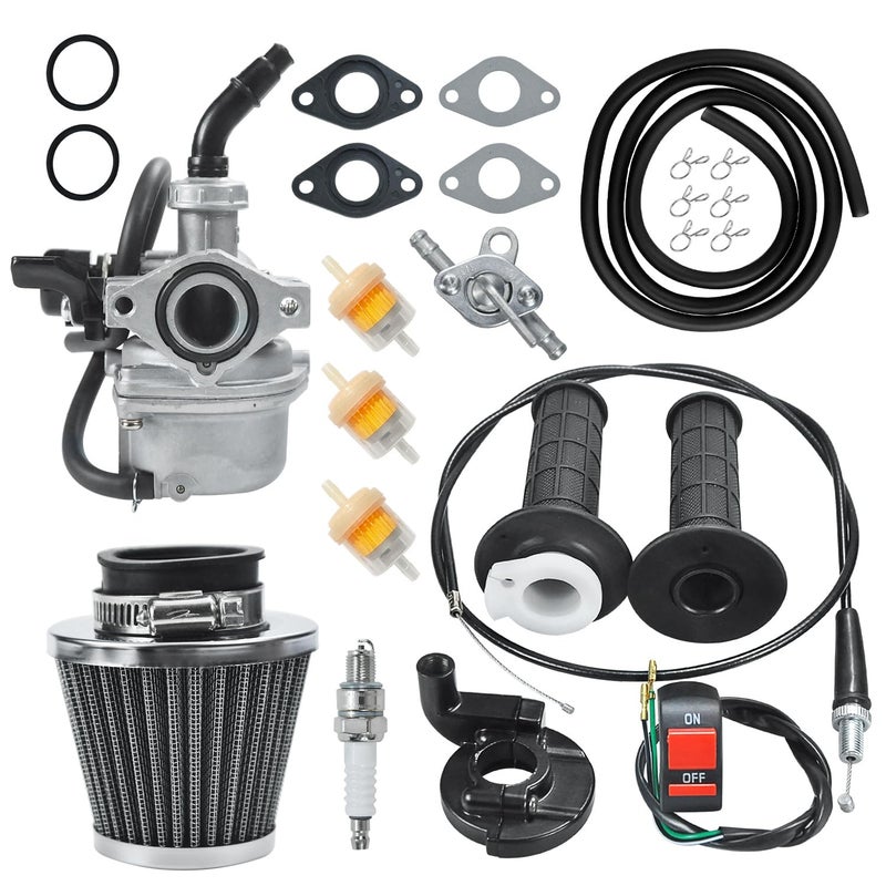 HOLATO PZ19 Carburetor Carb Air Filter Throttle Handle Grips Cable for 50cc 70cc 90cc 110cc 125cc Tao Tao GK110 Baja SSR Apollo Coolster Chinese Four Wheeler ATV Go Kart CRF50 XL70 Dirt Pit Bike Black - Image 3