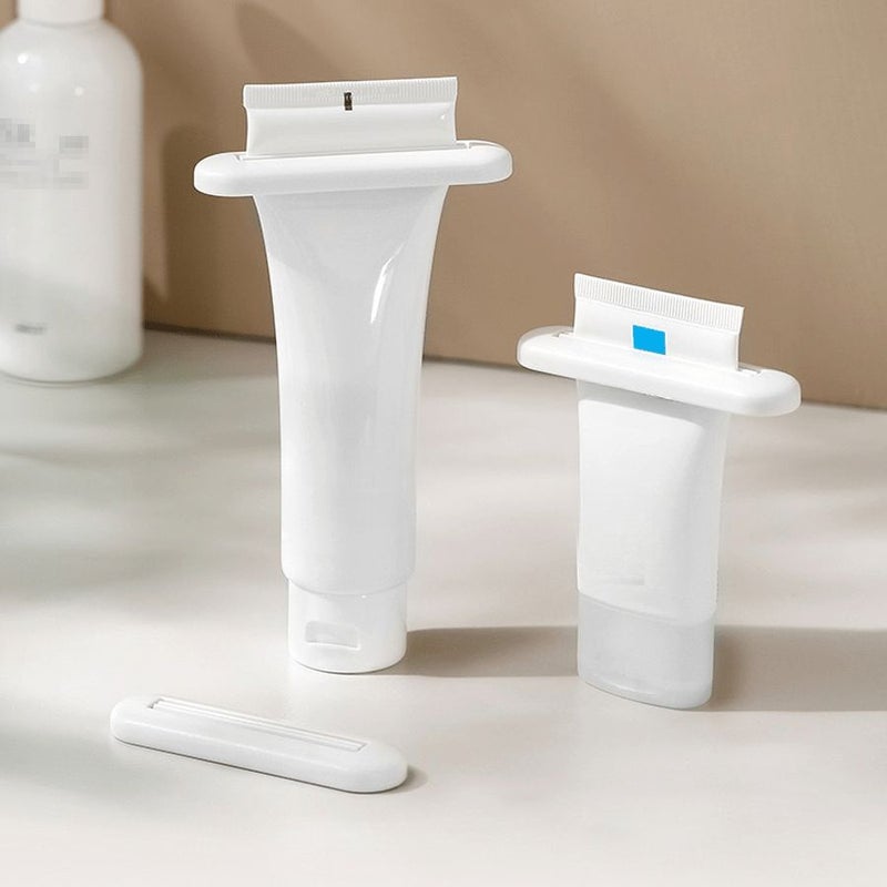 White Manual Toothpaste Squeezer 4pcs Bathroom Hand Cream Facial Cleanser Dispenser - Image 3