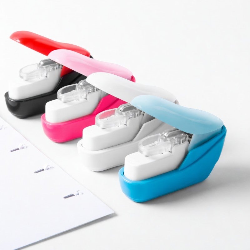 Mini Stapler White Stapleless Fastening Tool - Needle-Free Binder for 4 Sheets - Compact Desk Accessory for Home Office - Image 4