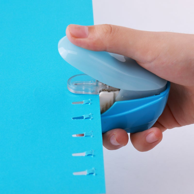 Mini Stapler White Stapleless Fastening Tool - Needle-Free Binder for 4 Sheets - Compact Desk Accessory for Home Office - Image 3