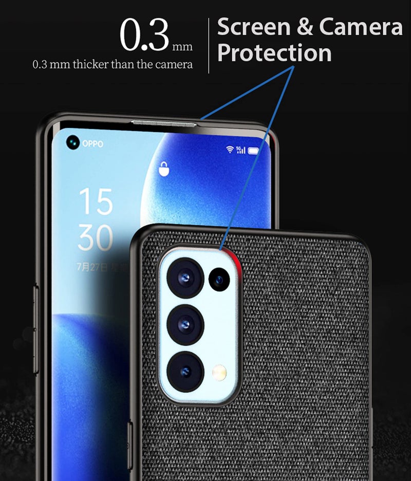 Kapa Soft Full Fabric Protective Back Case Cover for Oppo Reno 5 PRO, Black - Image 3