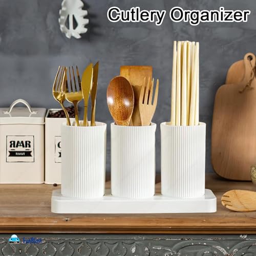 FunBlast Kitchen Organizer - Plastic Self Draining Tableware Storage Box - Spoon, Knife, Fork, Chopstick, Cutlery Holder, Organizer Stand for Kitchen, Dining Table - Image 3