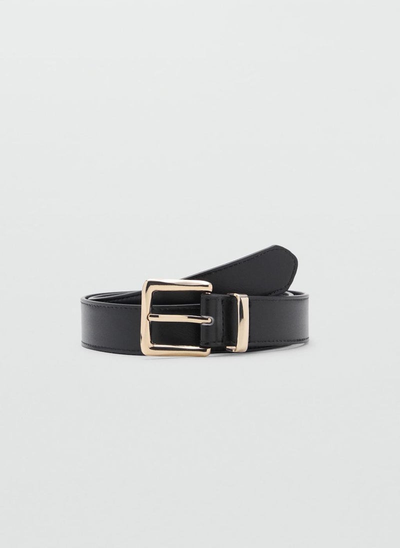 MANGO Stitched Belt With Square Buckle - Image 1