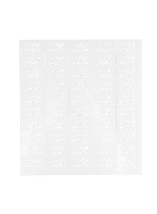 Restaurantware 1.9 x 1 Inch 5 O'Clock Somewhere Juice Bottle Labels, 100 Self-Adhesive Labels For Bottles - Resists Condensation, For Drink Pouches, White With Clear Plastic Water-Resistant Labels - Image 2