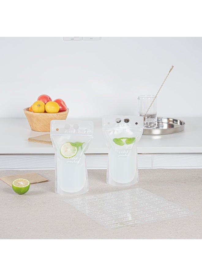 Restaurantware 1.9 x 1 Inch 5 O'Clock Somewhere Juice Bottle Labels, 100 Self-Adhesive Labels For Bottles - Resists Condensation, For Drink Pouches, White With Clear Plastic Water-Resistant Labels - Image 4