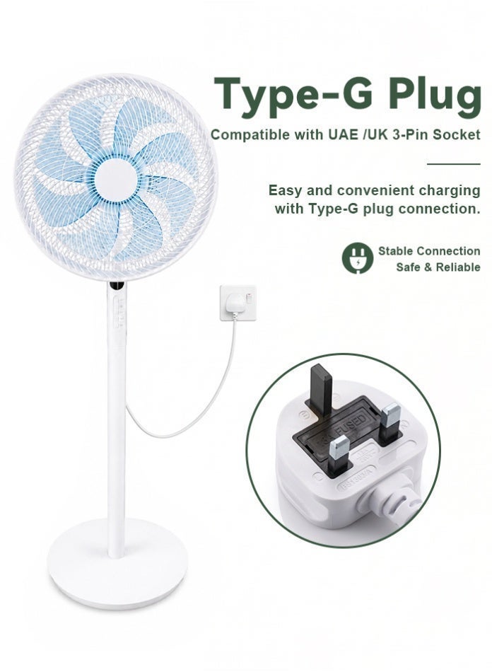 Vmax 14 Inch Standing Fan with Remote Control, 45W Silent Pedestal Fan, 8 Blades, 3 Speeds, Oscillating Floor Fan with Timer & Adjustable Tilt for Bedroom, Living Room, Office & Home - Image 4