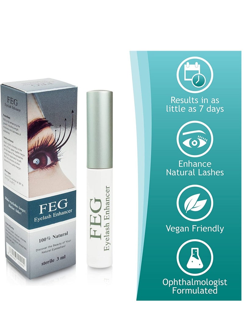 FEG - Eyelash Rapid Eye Lash Growth Serum  For Lash and Brow  Fast Effective Growth Creates Longer & Darker Eyelashe Booster Serum | Best Natural Eyelash Enhancer Serum to Grow Lashes - Image 1