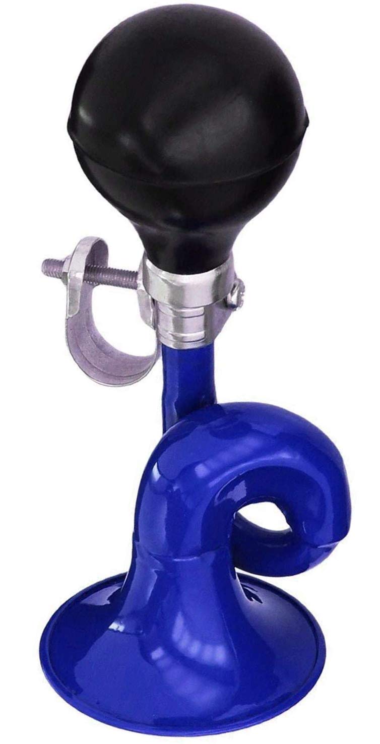 Coolrunner Bugle Horn, Retro Clown Horn, Kids Bike Horn, Coolrunner Classic Vintage Metal Twist Loudspeaker Siren Hooter Snail Air Horn for Vehicles Bicycles Golf Cart (Blue) - Image 1