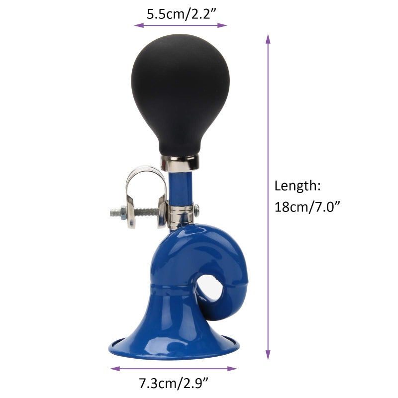 Coolrunner Bugle Horn, Retro Clown Horn, Kids Bike Horn, Coolrunner Classic Vintage Metal Twist Loudspeaker Siren Hooter Snail Air Horn for Vehicles Bicycles Golf Cart (Blue) - Image 3