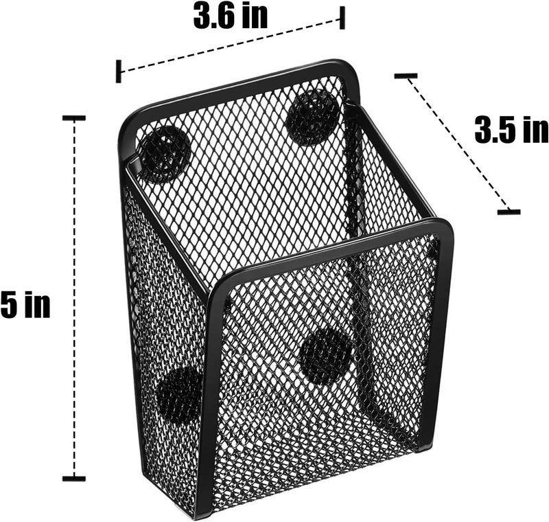 Ameceres Magnetic Pencil Holder - Extra Strong Magnets Mesh Marker Holder Perfect for Whiteboard, Refrigerator and Locker Accessories (1 Basket, 2 Packs Black) - Image 3