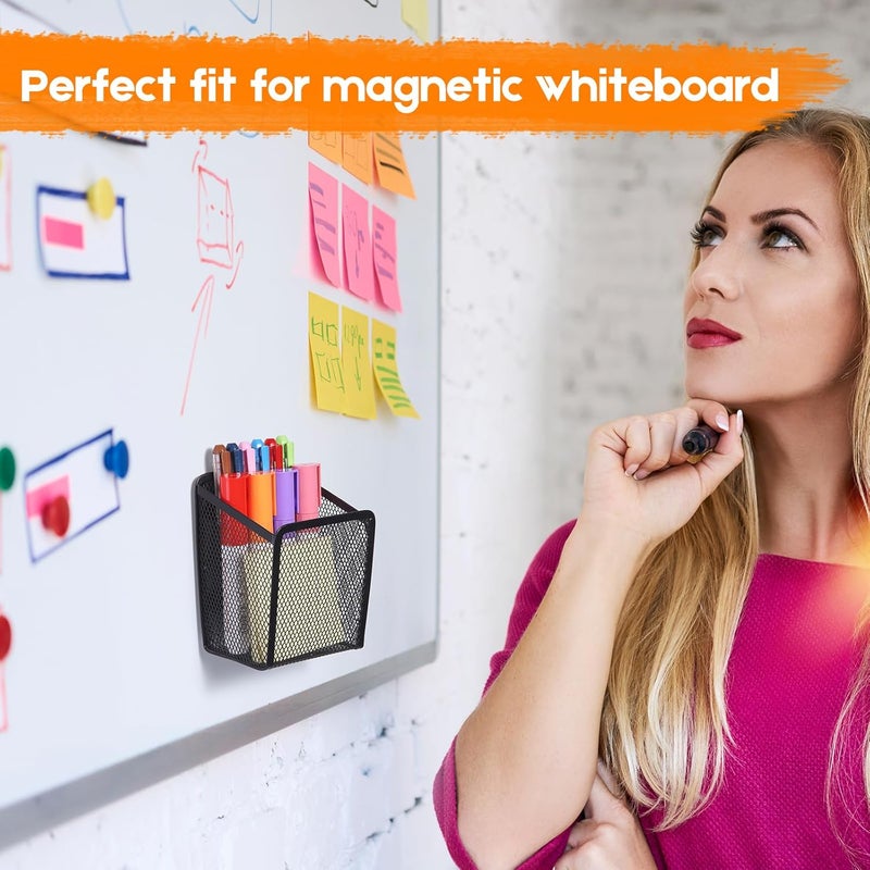 Ameceres Magnetic Pencil Holder - Extra Strong Magnets Mesh Marker Holder Perfect for Whiteboard, Refrigerator and Locker Accessories (1 Basket, 2 Packs Black) - Image 5