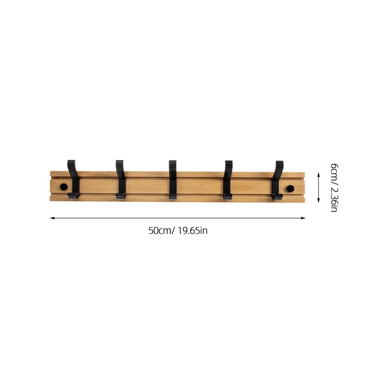 Wooden Wall Coat Rack With 5 Hooks For Hats Bags And Clothes Storage - Image 3
