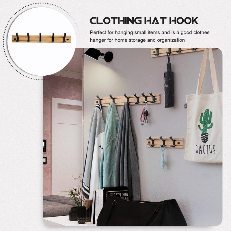 Wooden Wall Coat Rack With 5 Hooks For Hats Bags And Clothes Storage - Image 5