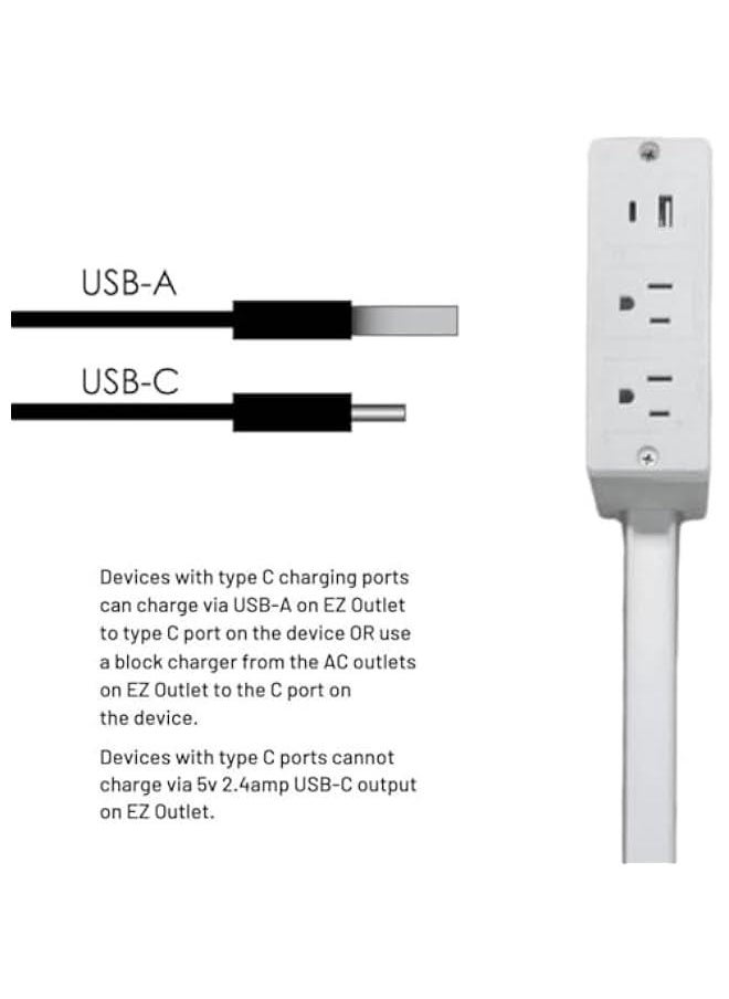 Arabest Power Socket Expander, Access Hard-to-Reach Outlets! Features USB-A, USB-C, and 2 AC Outlets, Extends 22-34, Rotates 180°. ETL/UL Certified, Use Behind Couches  - Image 4