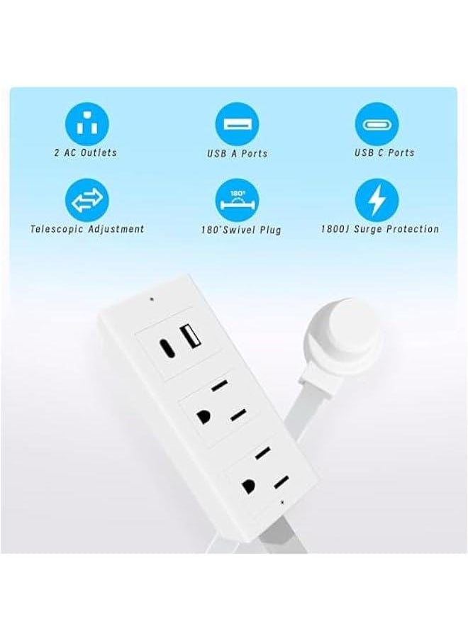 Arabest - Power Socket Expander, Access Hard-to-Reach Outlets! Features USB-A, USB-C, and 2 AC Outlets, Extends 22-34, Rotates 180°. ETL/UL Certified, Use Behind Couches - Image 1