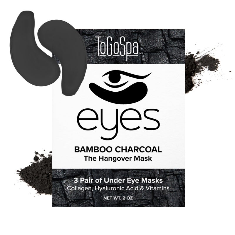 ToGoSpa Bamboo Charcoal Under Eye Repair Mask Collagen Under Eye Patches Enriched With Ale Vera Hyaluronic Acid Lightens Skin Tone And Soothes Redness And Puffiness Pack Of 6