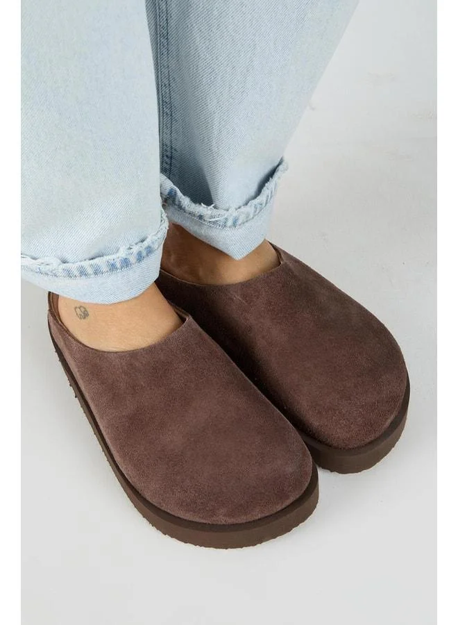 Manijero  (Jana) Women's Genuine Leather Flat Platform Coffee-colored Slippers. for Women | Best Price UAE