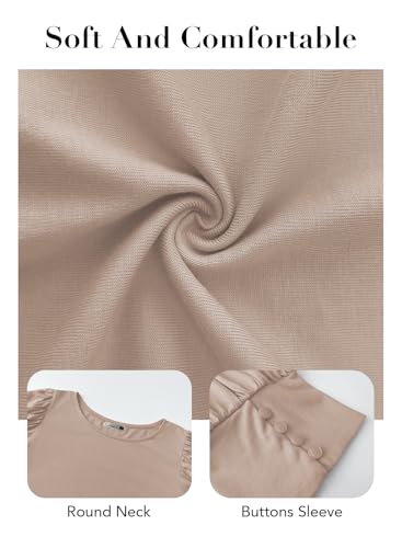 DOROSE Womens Tops Women Blouses Short Sleeve Shirts Spring Summer(Oatmeal, S) - Image 4