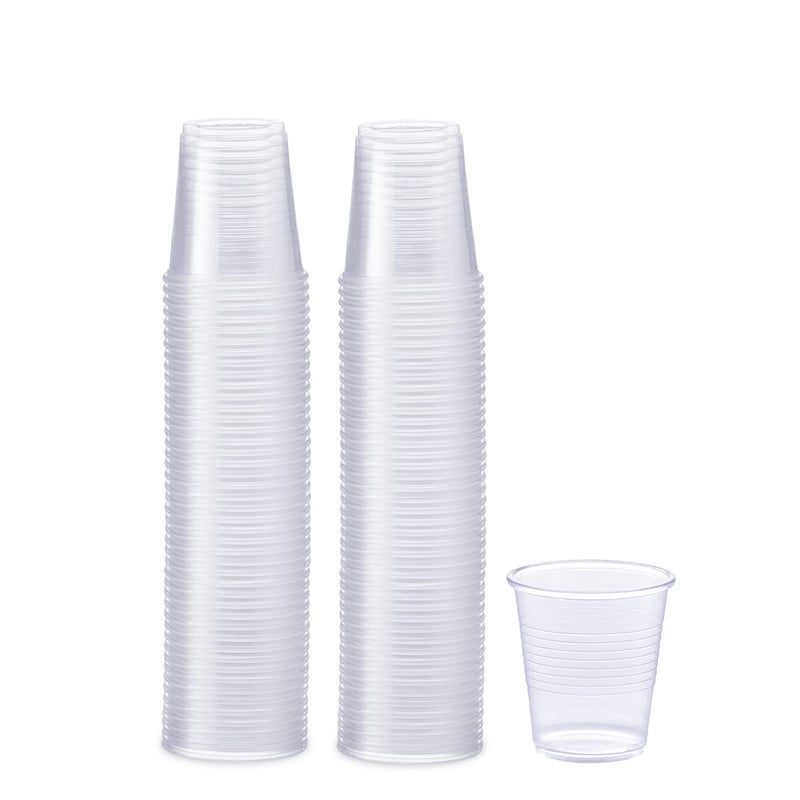 Comfy Package [3 oz. - 100 Count Clear Disposable Plastic Cups - Small Disposable Bathroom, Medicine Polypropylene, and Mouthwash Cups - Image 1