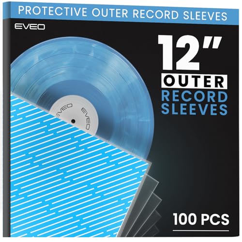 EVEO 100x Vinyl Record Sleeves Outer – Crystal Clear Outer Vinyl Sleeves LP Album Covers 12.75"x12.75" | Perfect Fit Protective 3 Mil Protection for Single & Double LPs - Archival Standard - Image 1