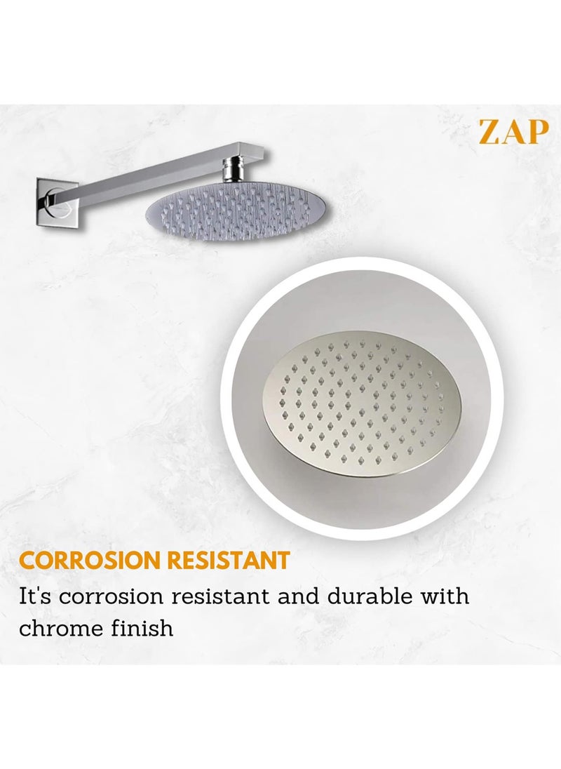ZAP ZAP COMBO of Hexa Ultra High Grade 304 SS Polished Circular Overhead Shower with Rod and Exotic Series Handheld Shower for Bathroom  - Image 2