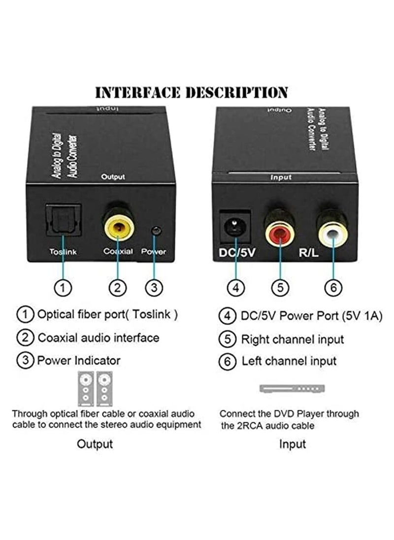 Generic - Analog to Digital Optical Toslink Audio RCA Converter/Adapter - Image 1