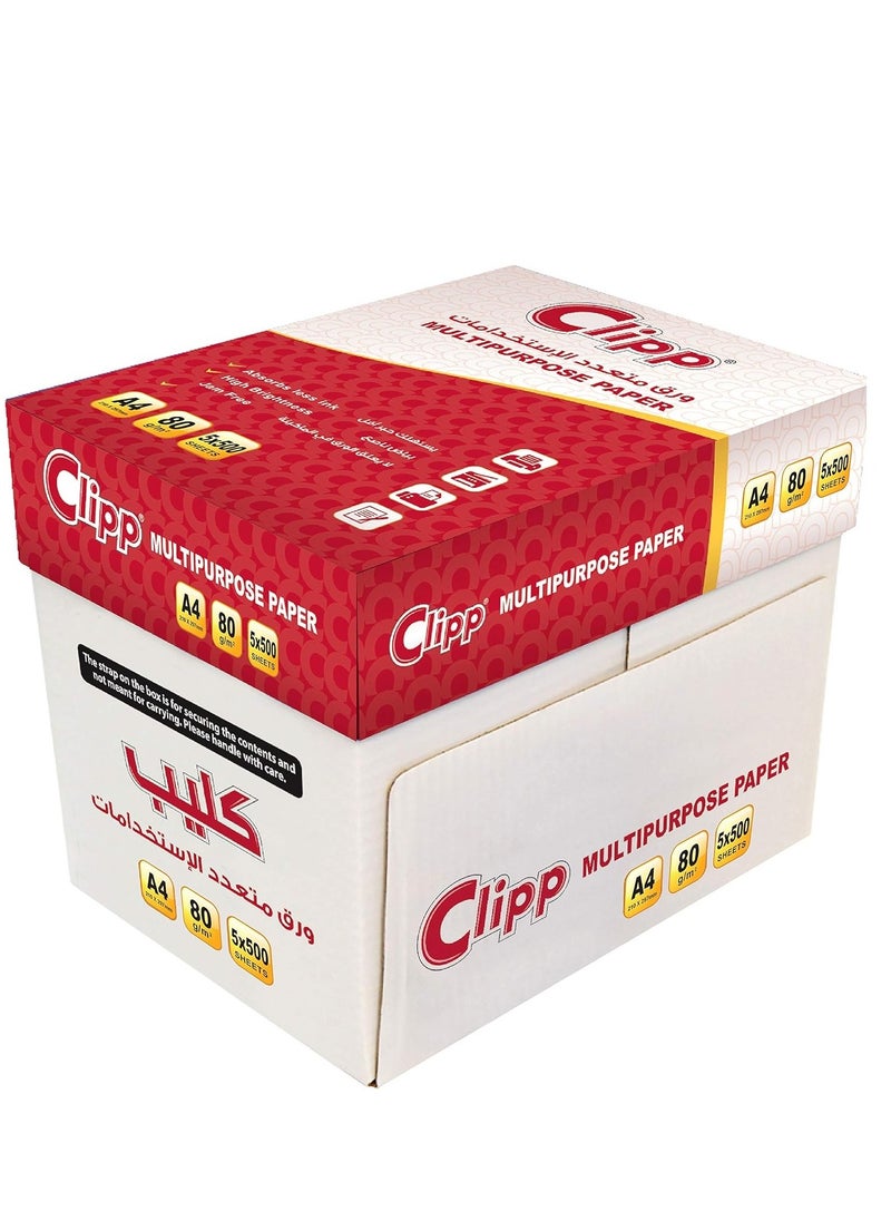 CLIPP - 5-Pack A4 Size Multipurpose Copy Paper 80gsm Thickness - Image 1