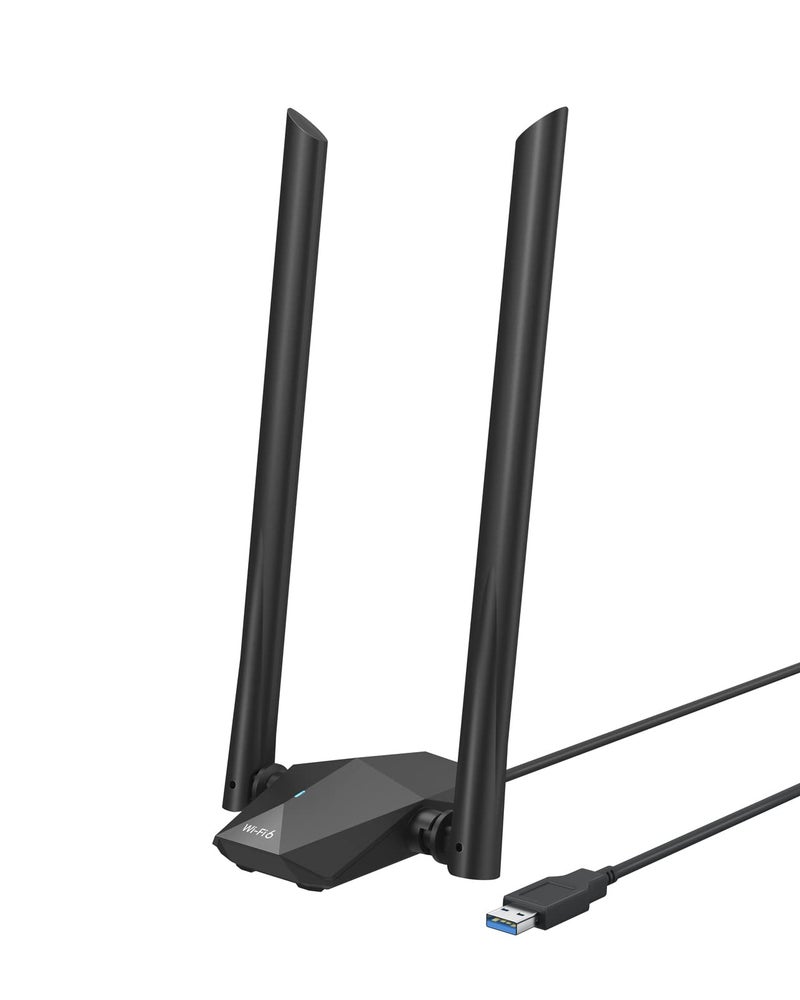 BrosTrend USB WiFi 6 Adapter AX1800 Long Range WiFi USB Adapter for PC Laptop Desktop 5GHz/1201Mbps + 2.4GHz/574Mbps Wireless WiFi Dongle USB3.0 with 2x High Gain Wi-Fi Antennas for Windows 11/10 ONLY - Image 1