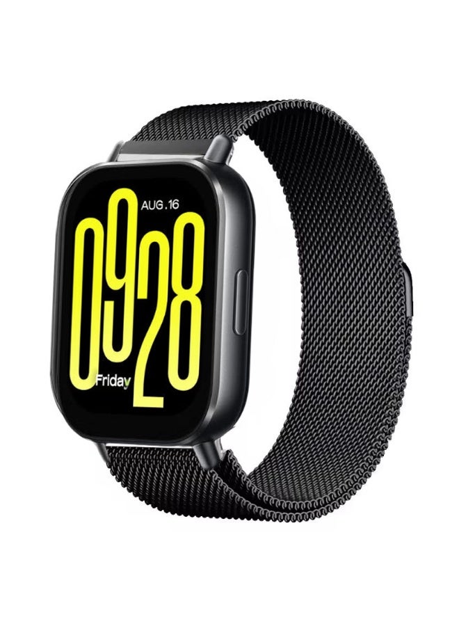 QIRG Stainless Steel Milanese Loop Compatible with Redmi Watch 5 Active/Redmi Buds 5 Lite Men Women；Mesh Loop Magnetic Clasp Strap-Black - Image 1