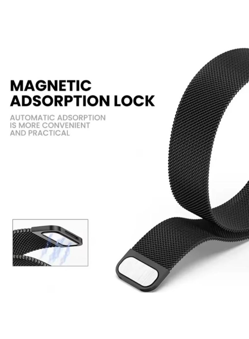 QIRG Stainless Steel Milanese Loop Compatible with Redmi Watch 5 Active/Redmi Buds 5 Lite Men Women；Mesh Loop Magnetic Clasp Strap-Black - Image 2
