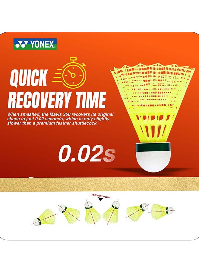 Yonex Mavis 350 Green Cap Nylon Shuttlecock Yellow – Pack of 6 Synthetic Badminton Shuttlecocks with Stable Flight, Tournament Speed and High Durability - Image 4
