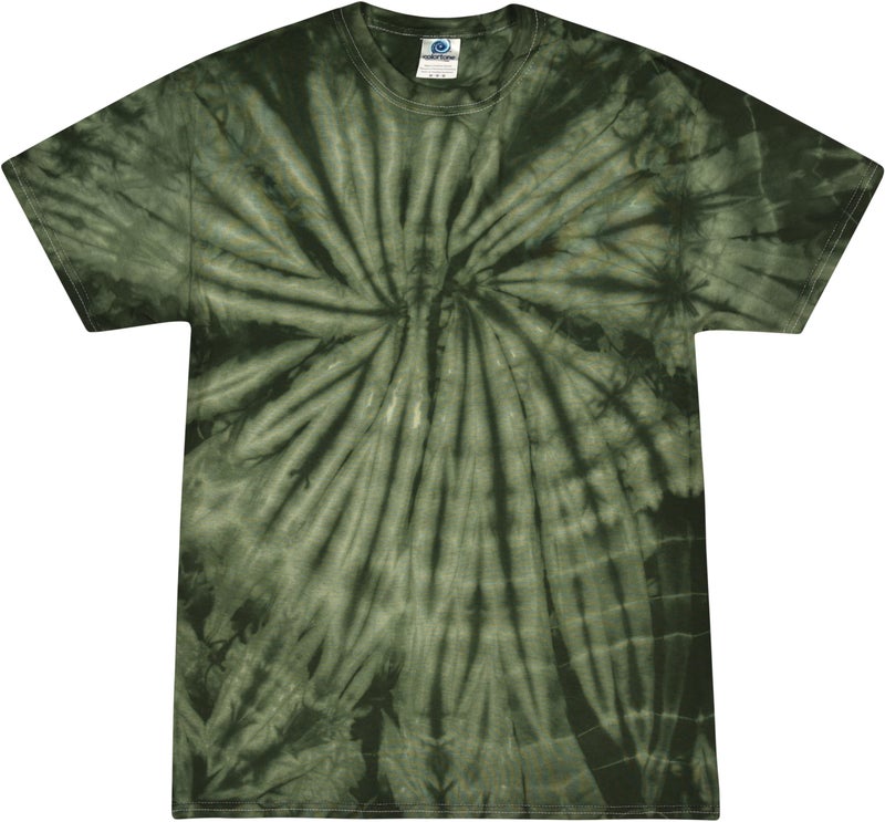 Colortone 100% Cotton Tie Dye T-Shirt for Kids 14-16, Large, Spider Green - Image 1